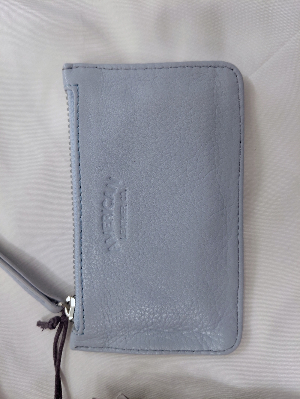 American Leather Co. Light Blue Zip Phone Wristlet Wallet NWT